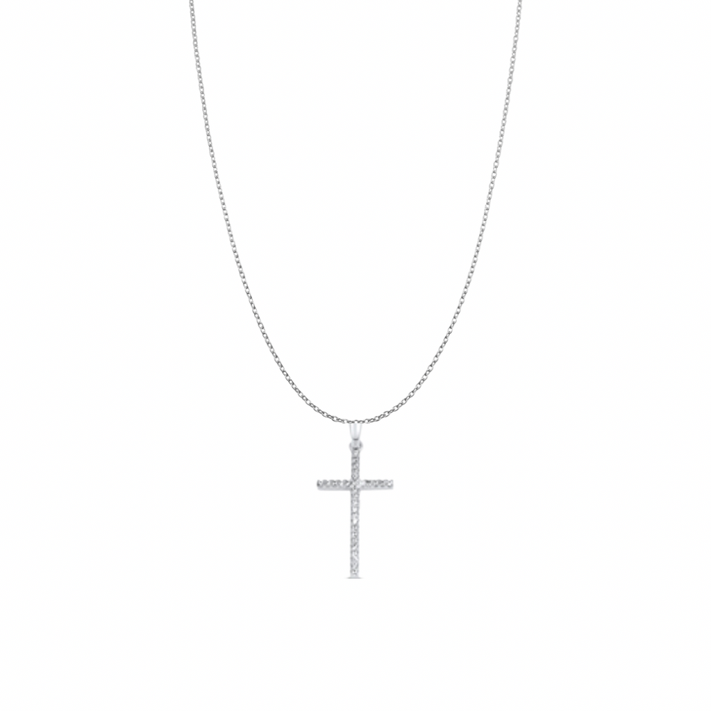 Gunmetal Crystal Rhinestone Cross Necklace