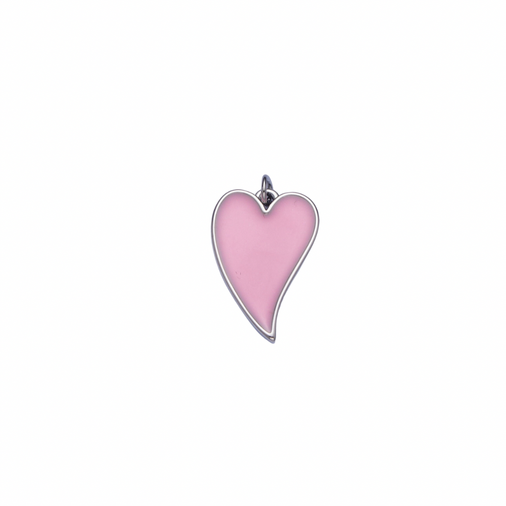 SILVER PINK HEART CHARM