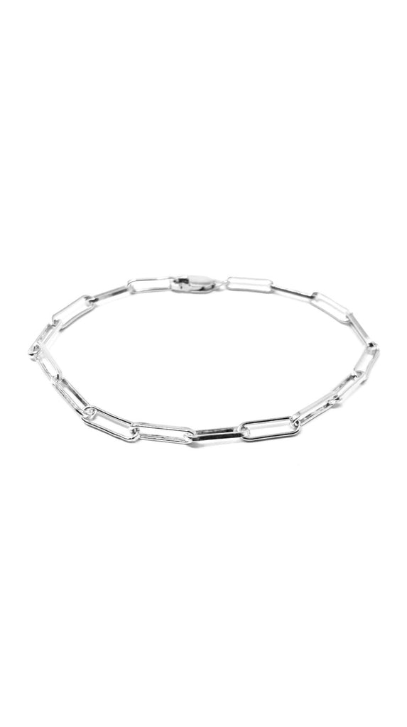 SILVER PAPERCLIP CHARM BRACELET