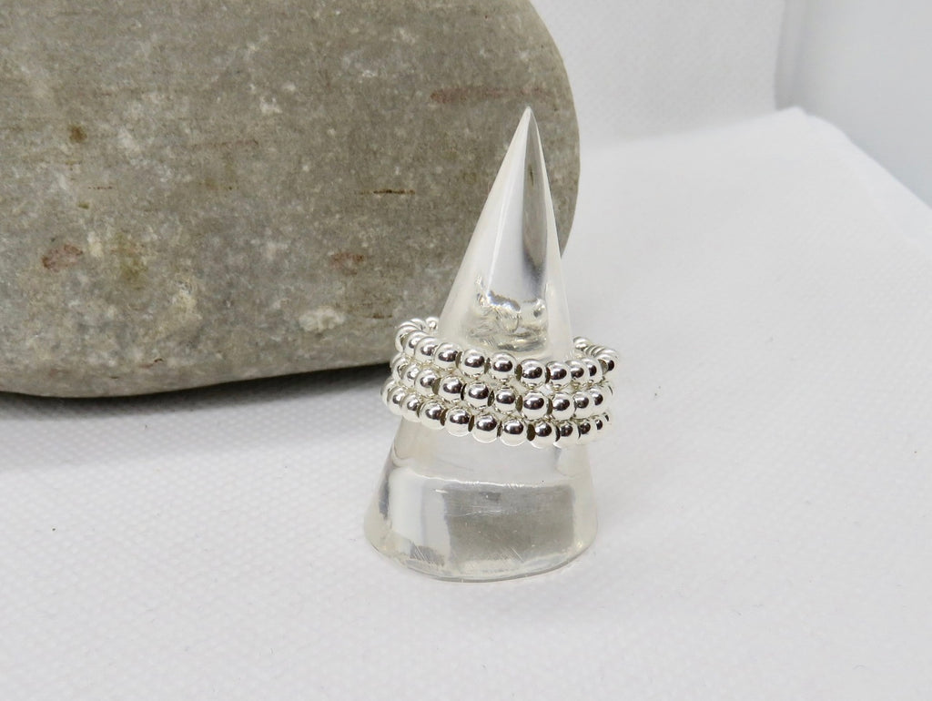 SILVER BEADED RING