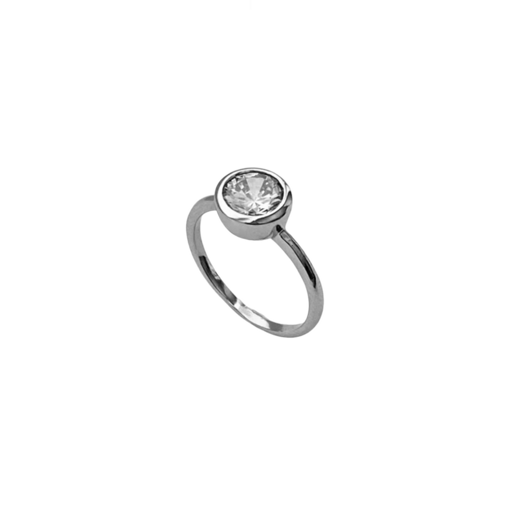 SILVER SOLITARE RING